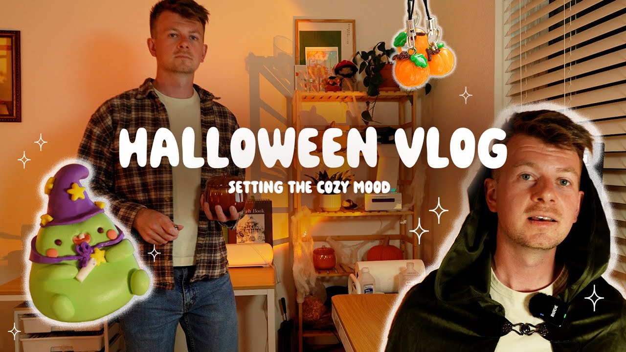Cozy Halloween Vlog 🎃 Making a Wizard Frog Figurine | Polymer Clay Art + Sculpting Tips