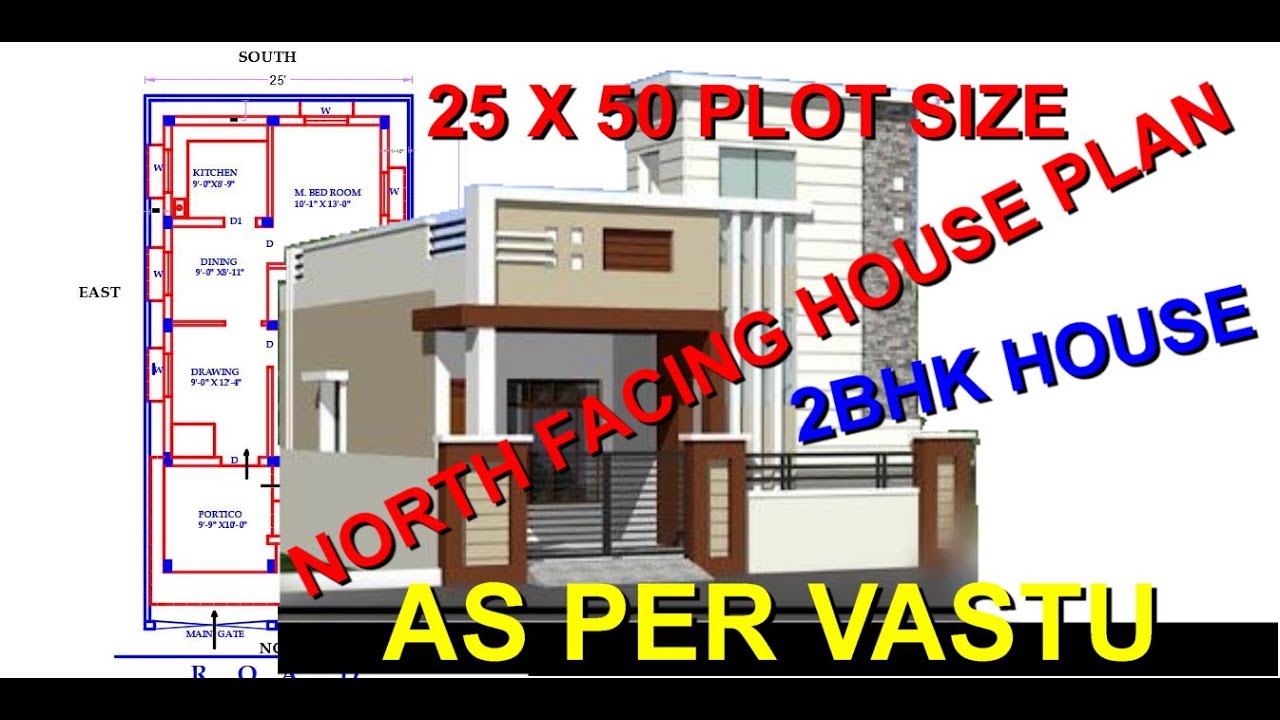North Facing 2 BHK House Plan in a 25 x 50 North Facing Plot .......as per Standard Vastu