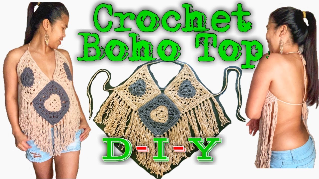 How to CROCHET SUMMER BOHO CROP TOP TUTORIAL - FREE PATTERN | CROCHET SWIMSUIT COVER