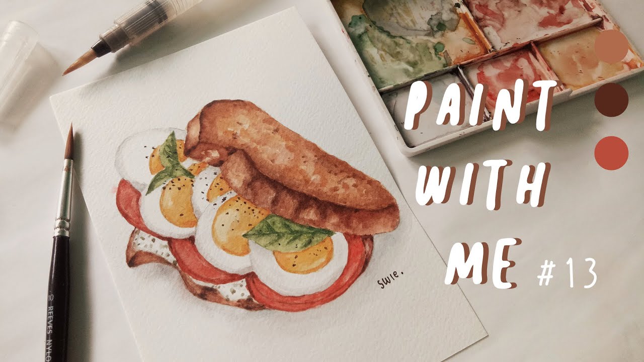 Watercolor Food Illustration Tomato and Egg Sandwich 🍞 | Paint With Me #13 | Indonesia