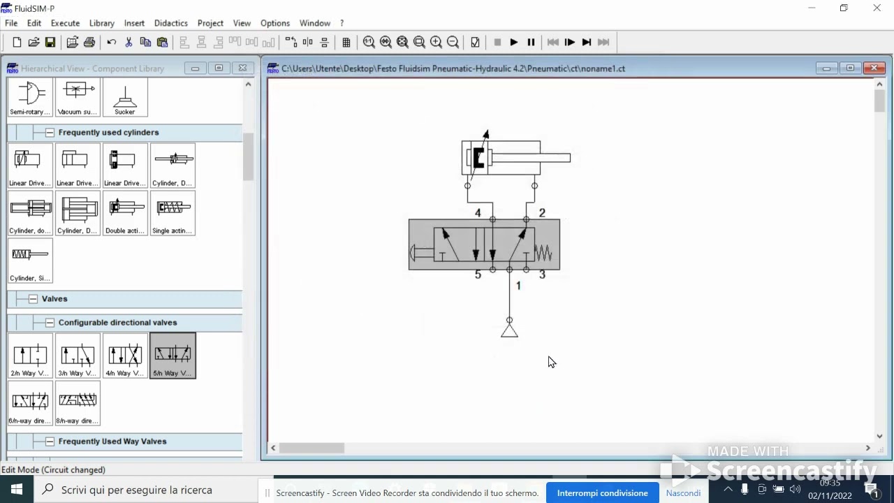 2° Ciclo pneumatico A+ A- / Attuatore doppio effetto - Valvola 5/2 Monostabile