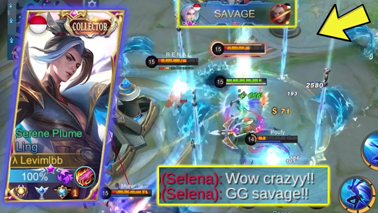 LING SAVAGE!! EPIC COMEBACK 1 VS 5 WITH CRAZY DAMAGE | LING FASTHAND GAMEPLAY - Mobile Legends