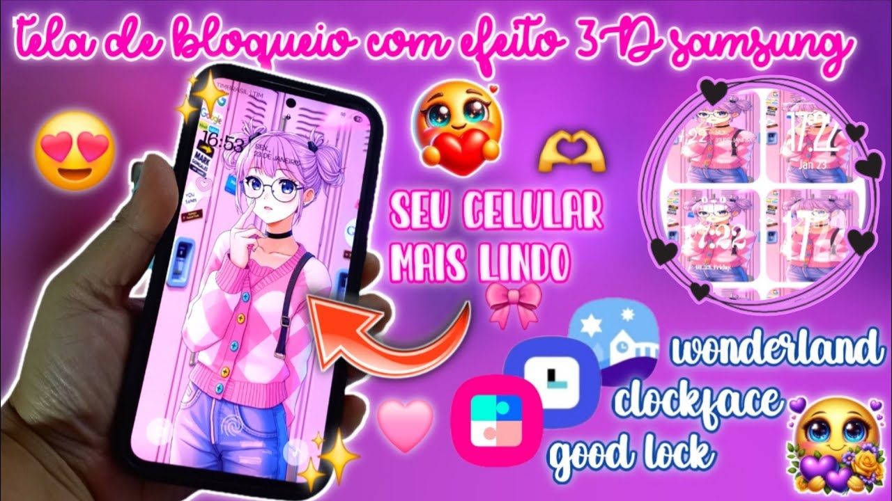 Como ter efeitos na tela de bloqueio e criar seu relogio no samsung