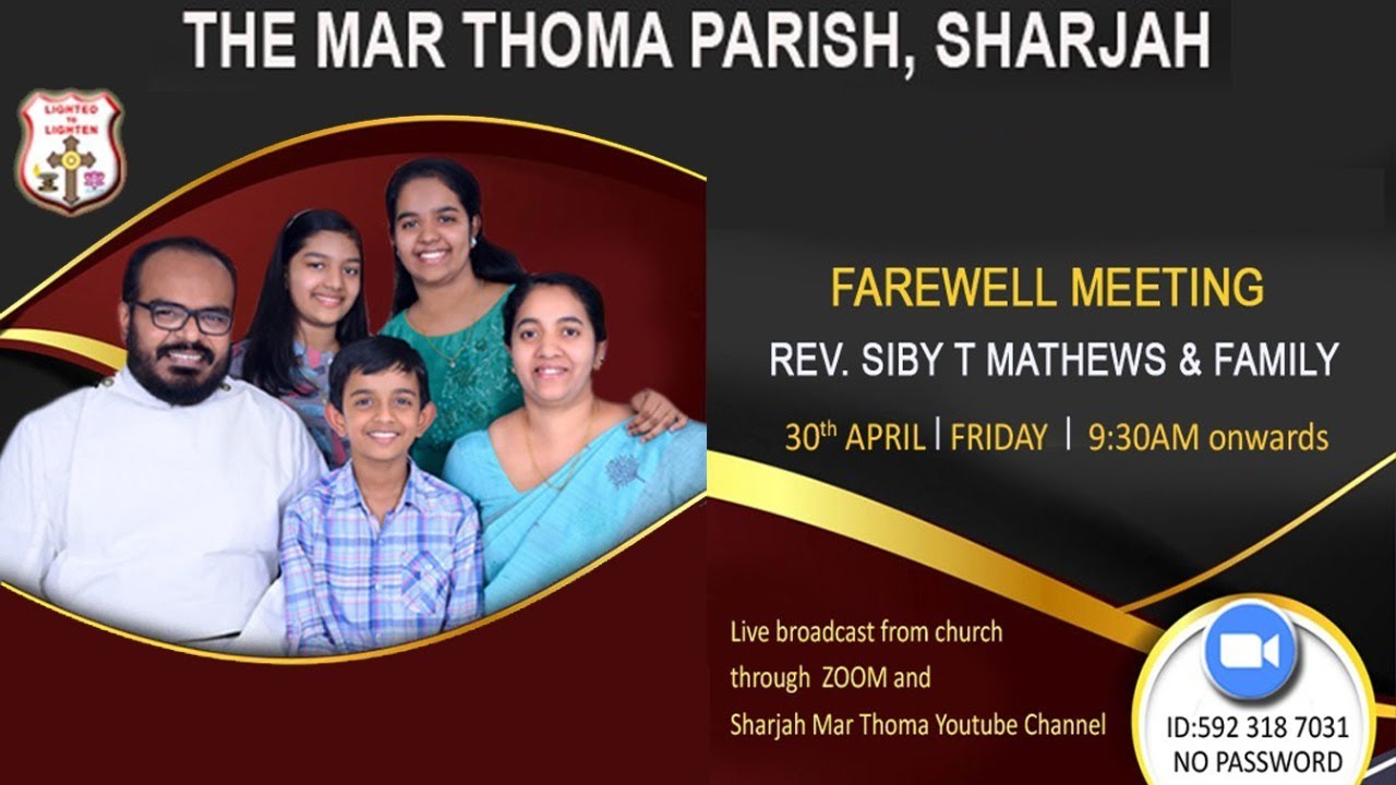 Farewell meeting of Rev. Sibi T Mathews (Vicar, Sharjah Mar Thoma Parish)