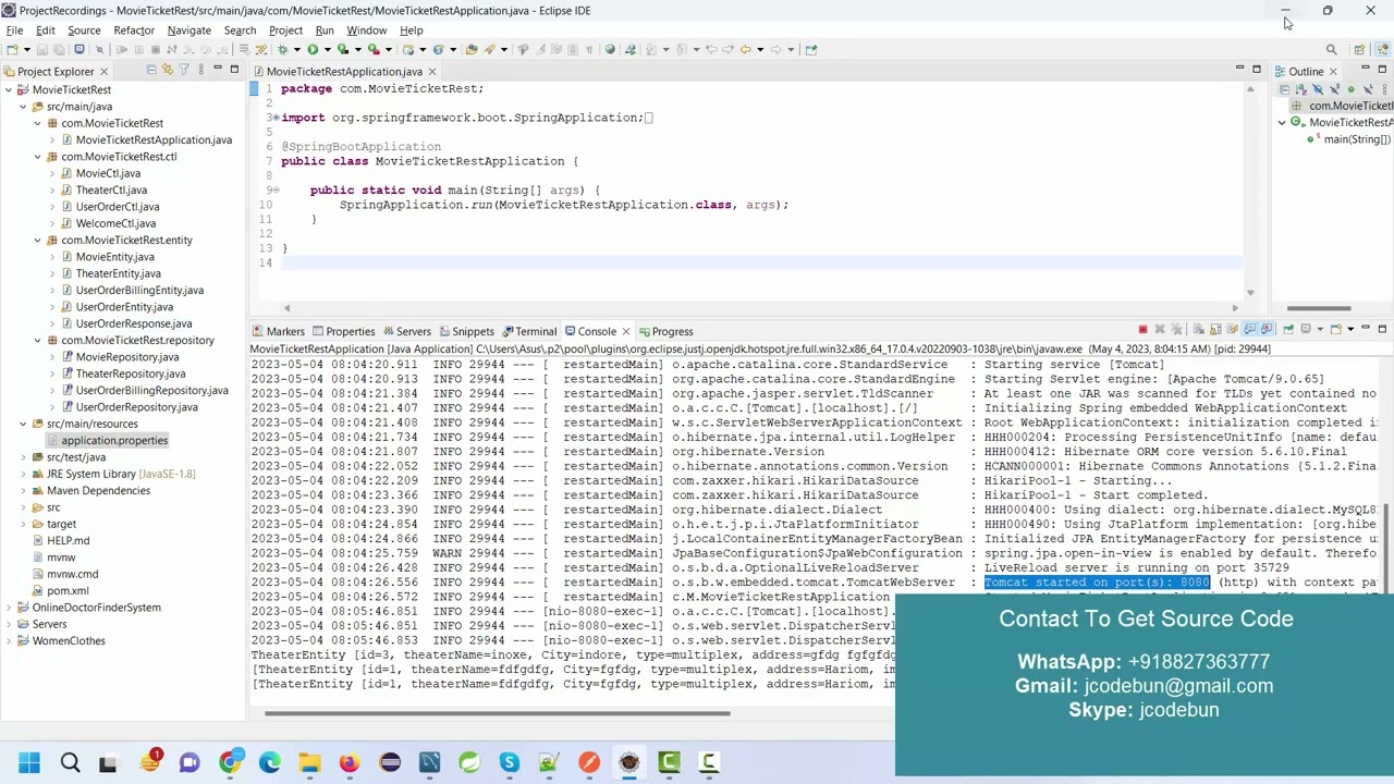 Online Movie Ticket Booking RestAPI in Spring boot, JPA, Postman and MYSQL