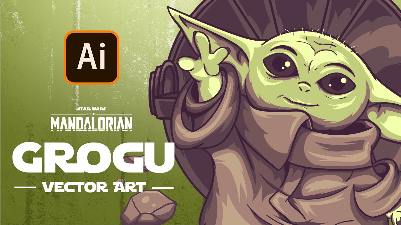 Grogu aka Baby Yoda - Turning My Sketch Into a Vector Illustration - The Mandalorian