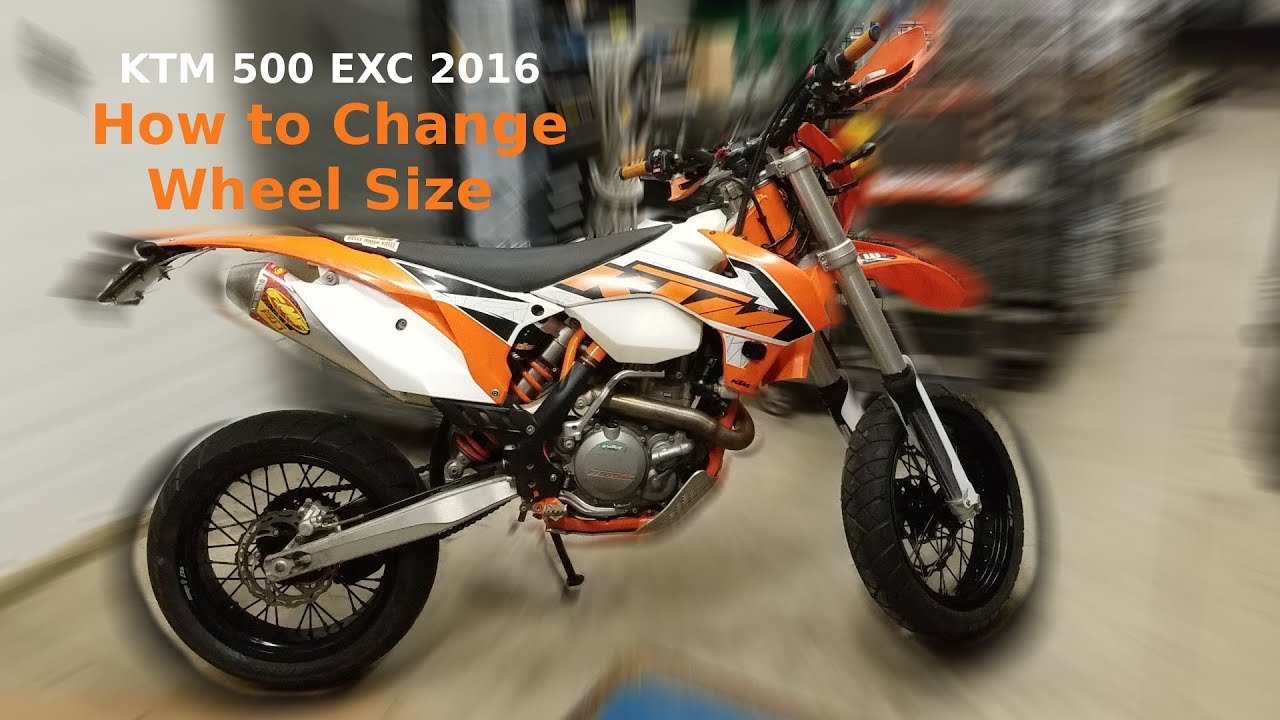 KTM 500 EXC - How to Change Wheel Size / Set Super Moto Wheel Size