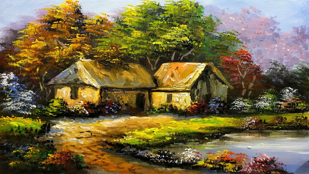 Easy Landscape Painting | Step By Step Painting Tutorial | How to Paint Landscape| Scenery Landscape