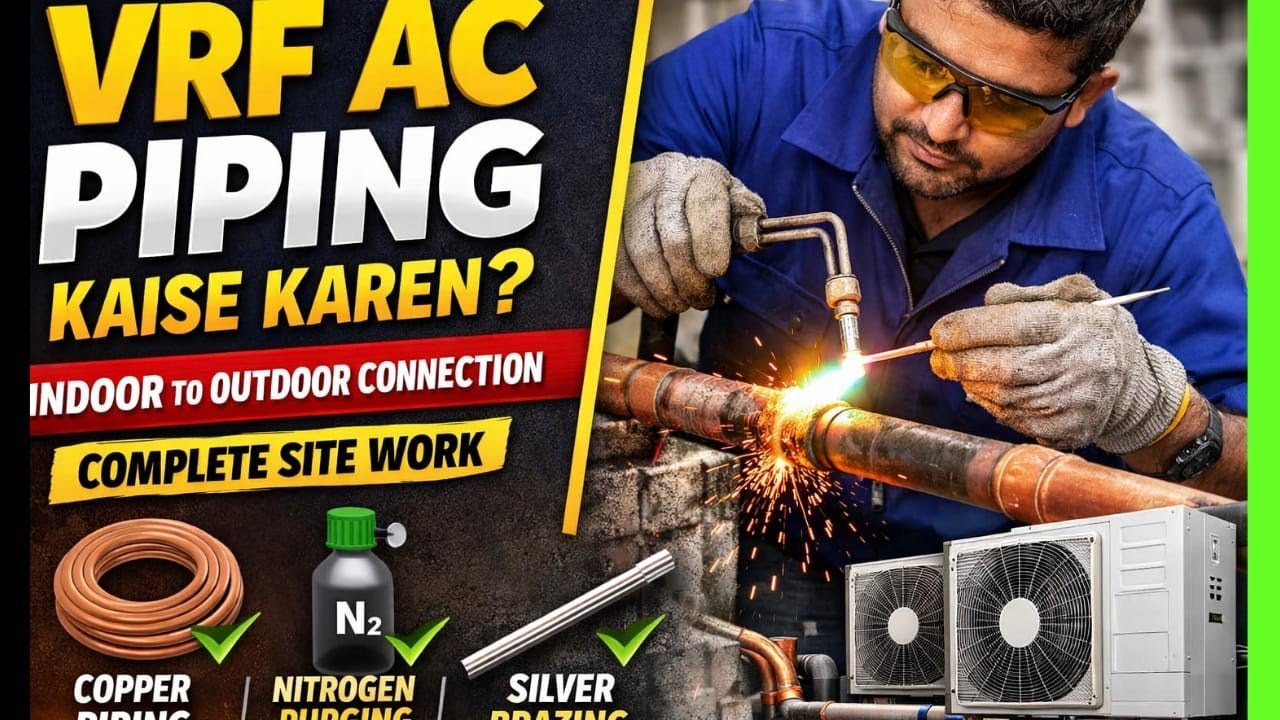 VRF ke piping ka real site video| Full Explanation in hindi