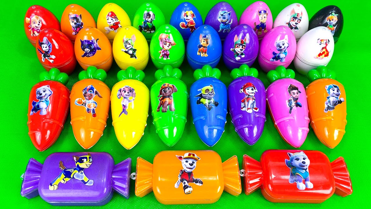Unboxing Paw Patrol Surprise Eggs with Slime! Satisfying ASMR Clay Reveal &ndash; Ryder, Skye & More!