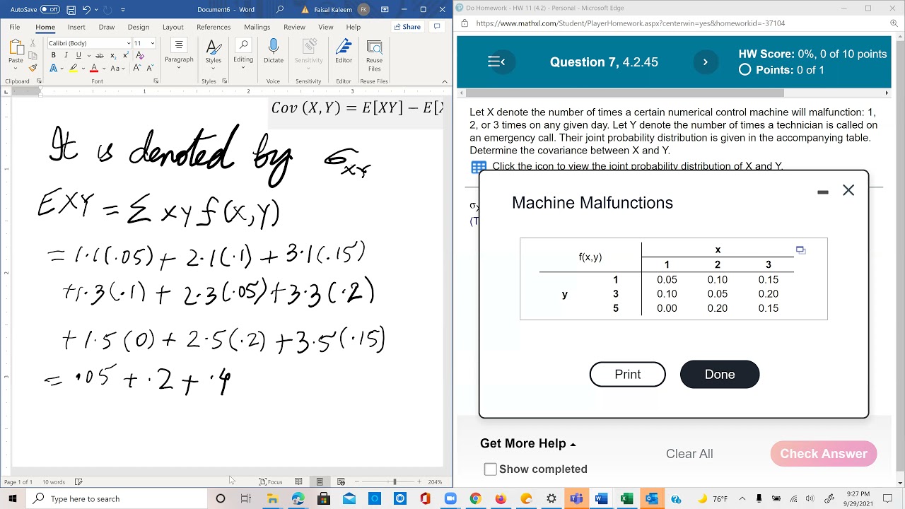 Probability and Statistics Lesson 40: Covariance between discrete random variables