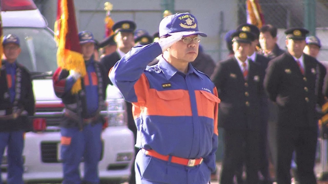 令和2年八女市消防出初式　小隊訓練