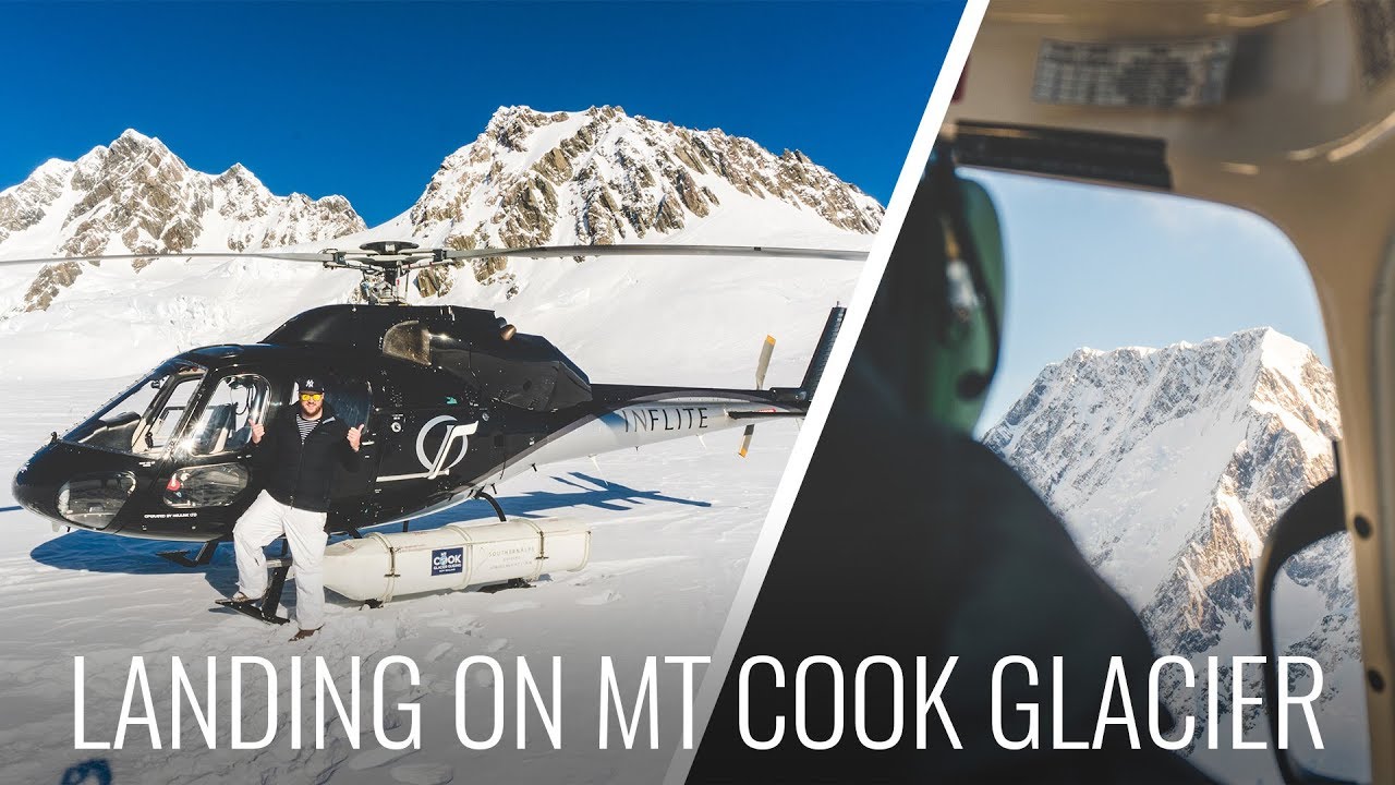 HELICOPTER LANDING ON MT COOK, NZ'S TALLEST MOUNTAIN