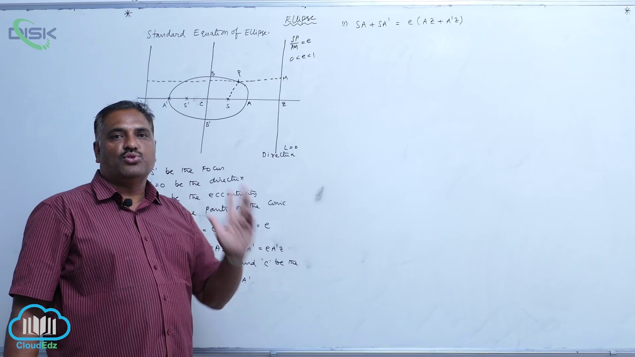 Equa of an ellipse in stand form, parame equations || Standard Equation of Ellipse || Disk Telangana