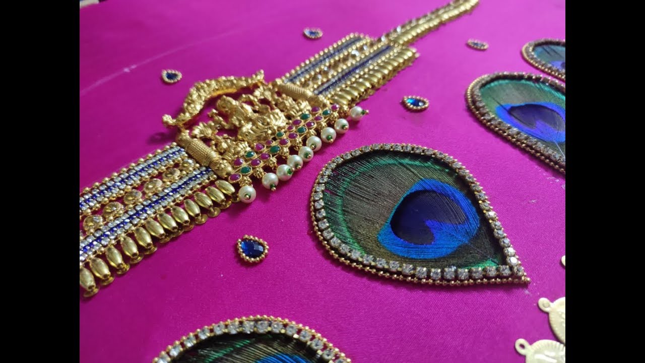 original peacock with lakshmi pendent aari design using with normal needle