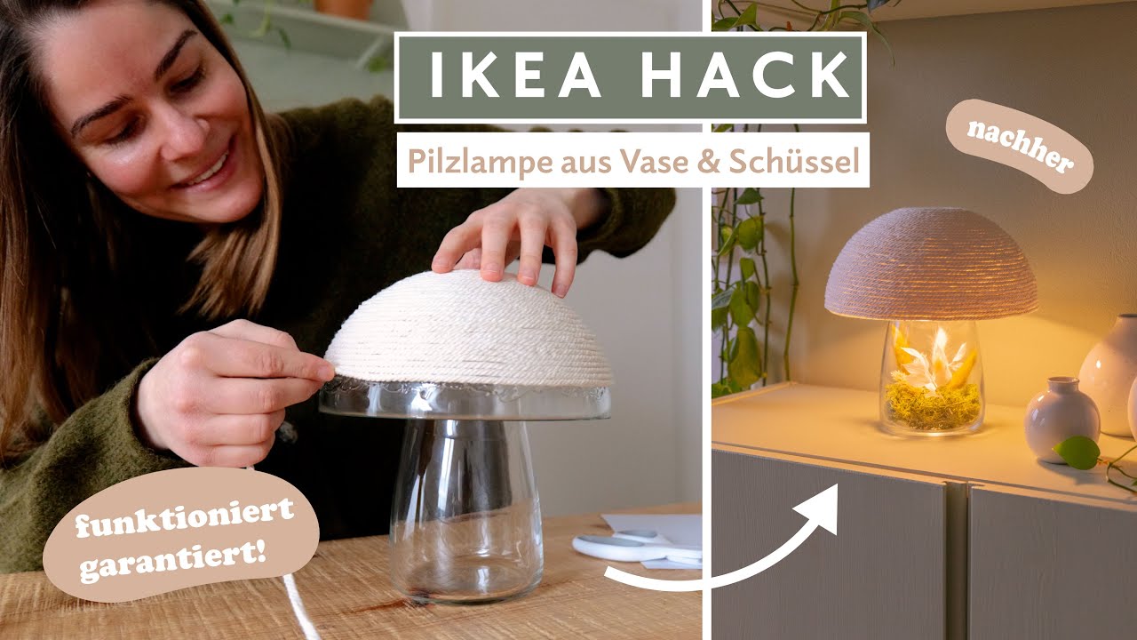 Ikea Hack Lampe | DIY Pilzlampe in nat&uuml;rlichem Stil | funktioniert garantiert!