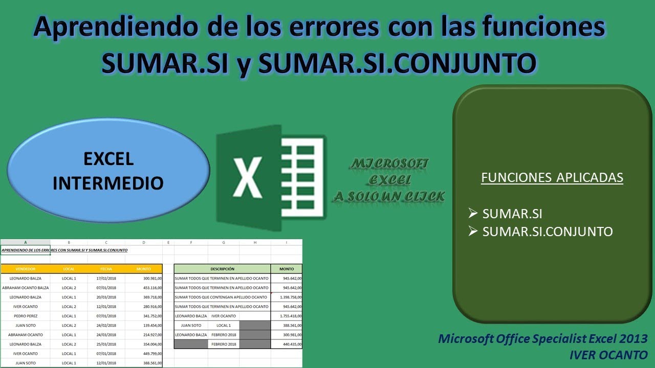 Aprendiendo de los errores con SUMAR.SI Y SUMAR.SI.CONJUNTO en EXCEL (CASO 1)