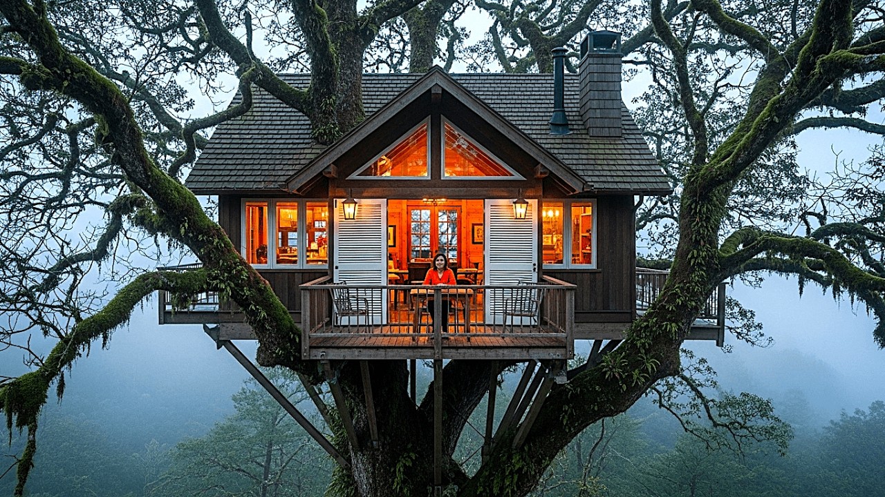 She Secretly Builds a Hidden Forest Home (ASMR) – You’d Never Guess It’s There