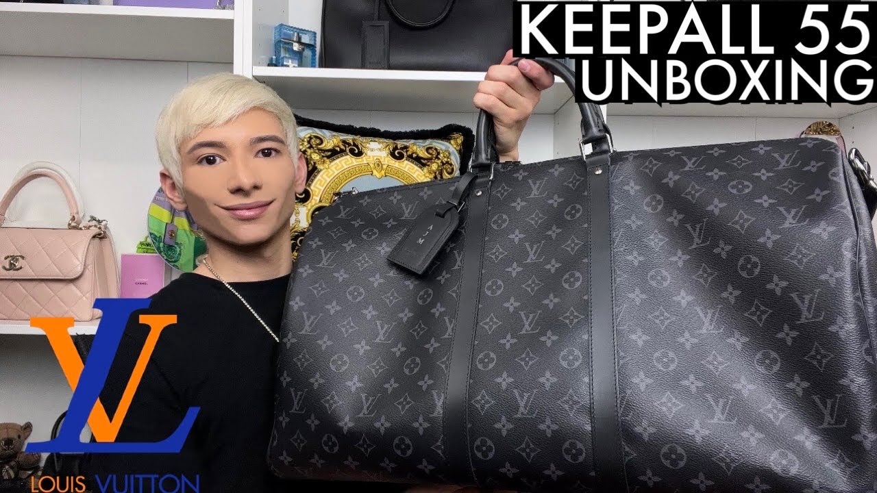 LOUIS VUITTON KEEPALL 55 UNBOXING/REVIEW!!! Monogram Eclipse