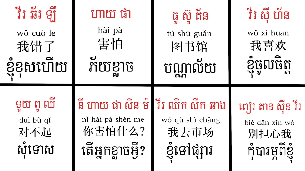 #រៀនភាសាចិន ប្រយោគភាសាចិនប្រើប្រចាំថ្ងៃ