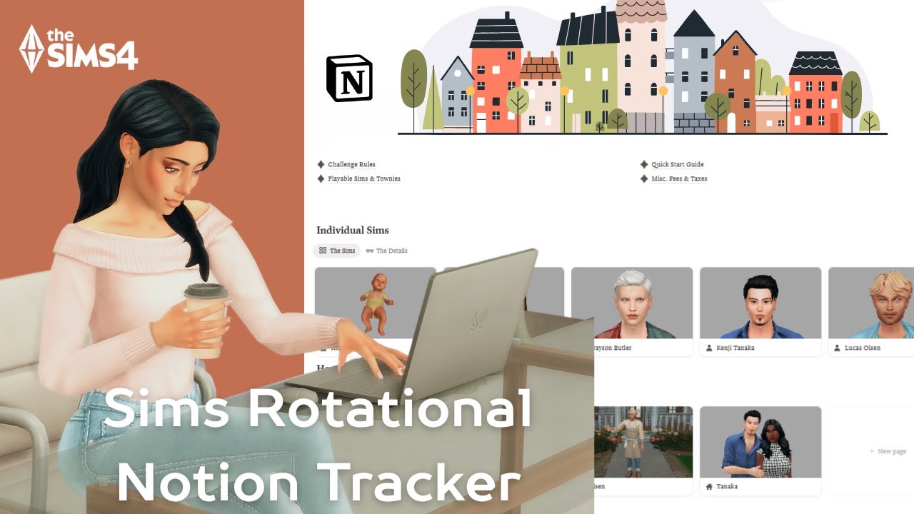 FREE Notion Template for Sims 4 Rotational Gameplay | BACC Challenge Tracker