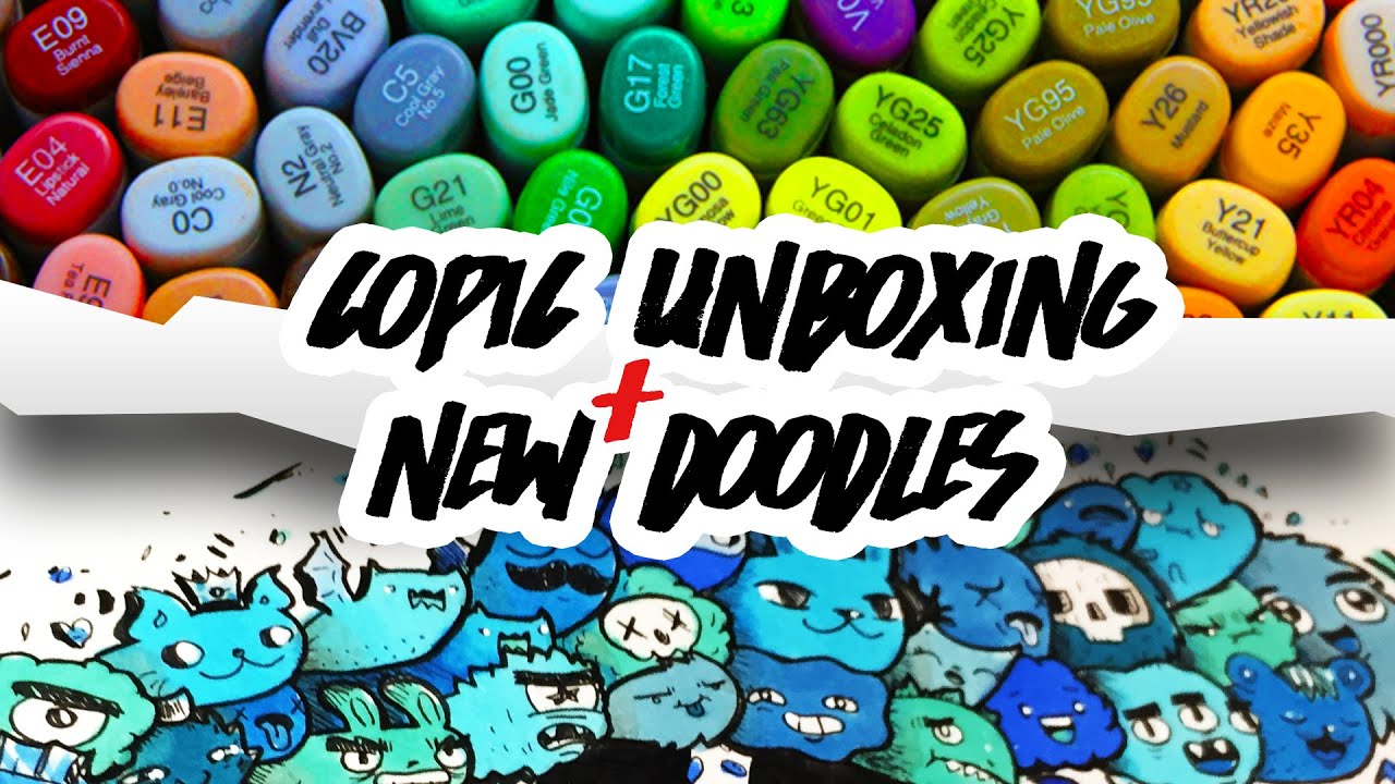 COPIC SKETCH MARKER 72 UNBOXING + CREATING NEW DOODLES ! | Sketchbook Sunday #2