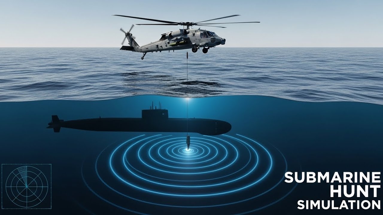 🔥How Anti-Sub Helicopters Hunt Submarines &ndash; MH-60R vs Type 093B | Naval Simulation 🌊⚔️