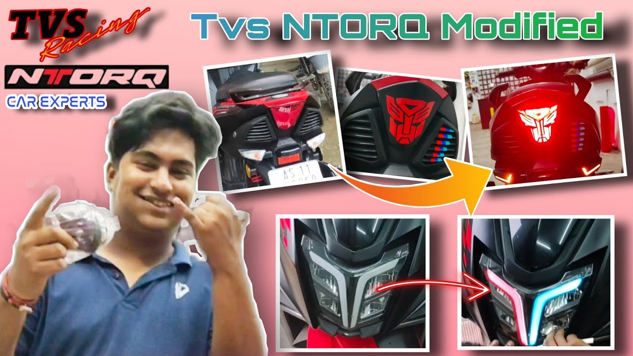 TVS Ntorq Modified🔥 | Headlight🔥 | Tail light 🔥| Graphics Modifications   by #CAR EXPERTS Silchar 🇮🇳