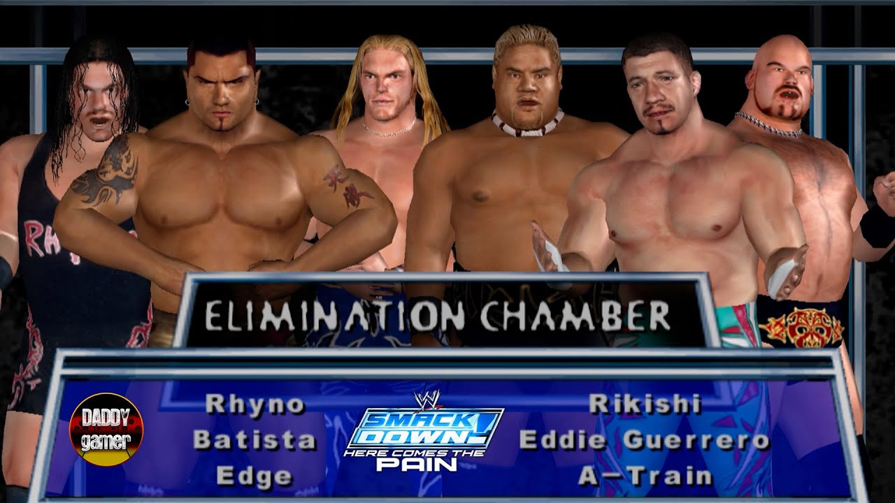 Rhyno vs Batista vs Edge vs Rikishi vs Eddie vs A-Train | Elimination Chamber | WWE SmackDown! HCTP
