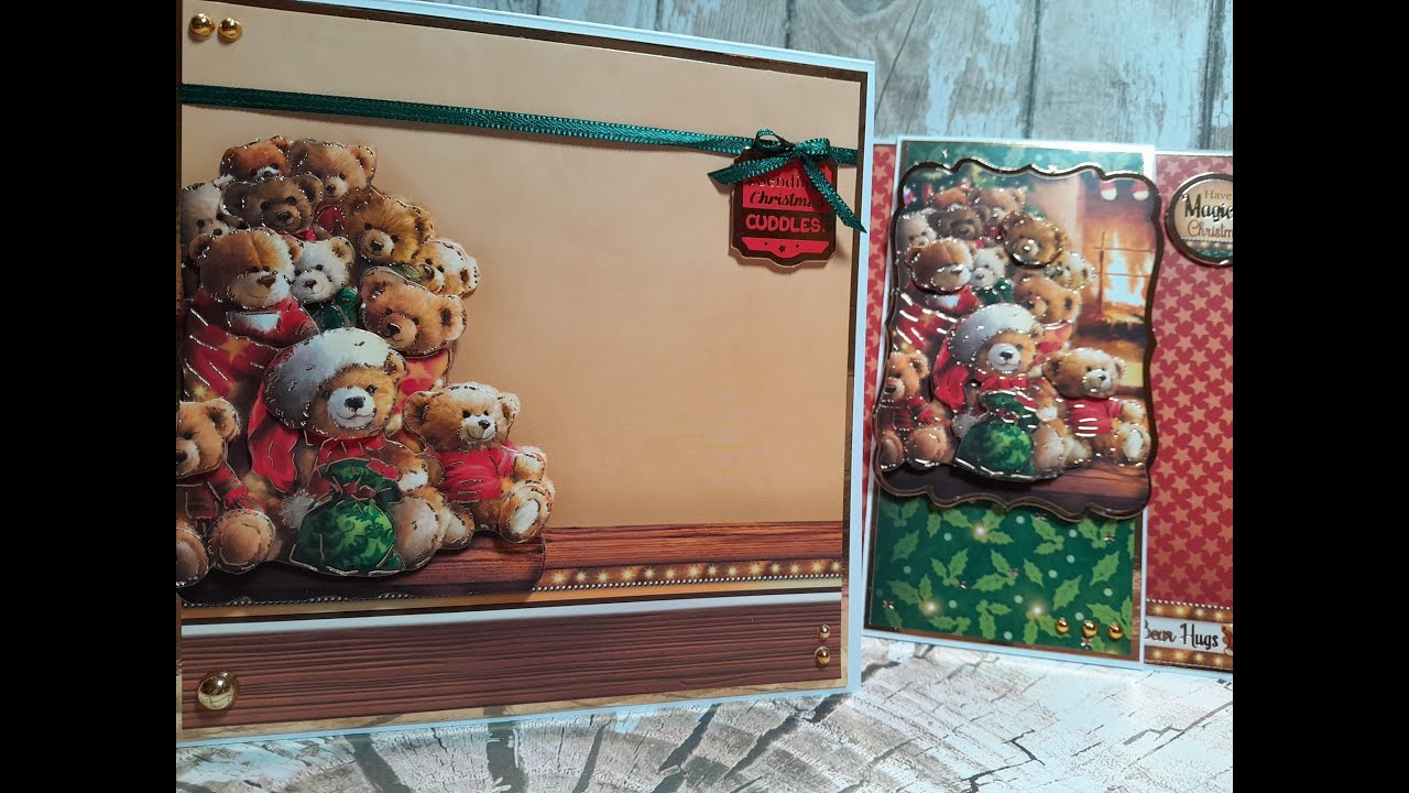 Crafting with Hunkydory Christmas Classics - A bundle of Bears (Goody Box) tent fold & cutaway cards