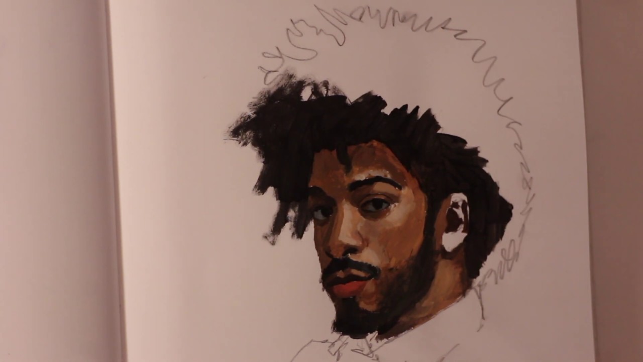 Acrylic Portrait Painting in Sketchbook