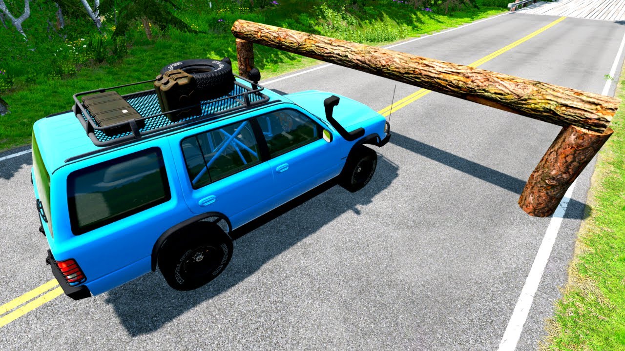 Cars vs Log Barrier - BeamNG.drive I Ayieeeks Gaming