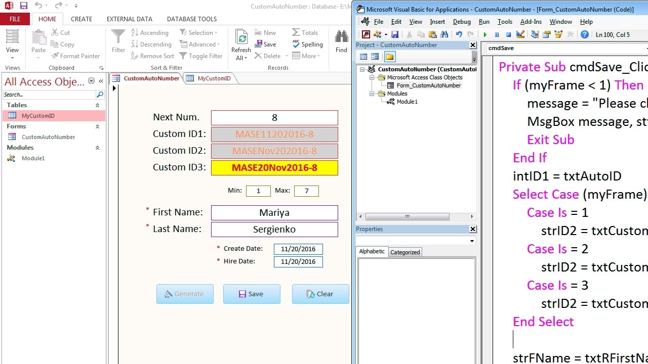 Advanced Access VBA Programming - How to Generate Custom AutoNumber with a Prefix - Part 4/4