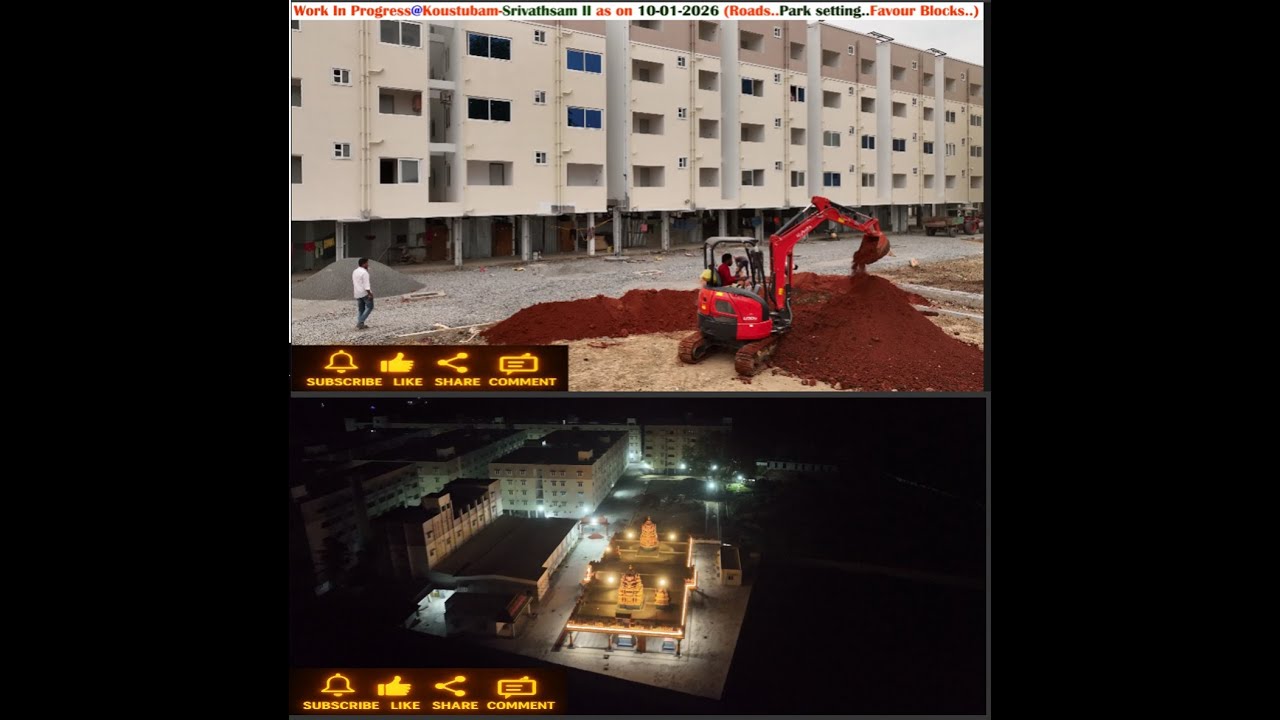 Work In Progress @Koustubam-Srivathsam II as on 10-01-2026 (Roads..Park setting..Favour Blocks..)
