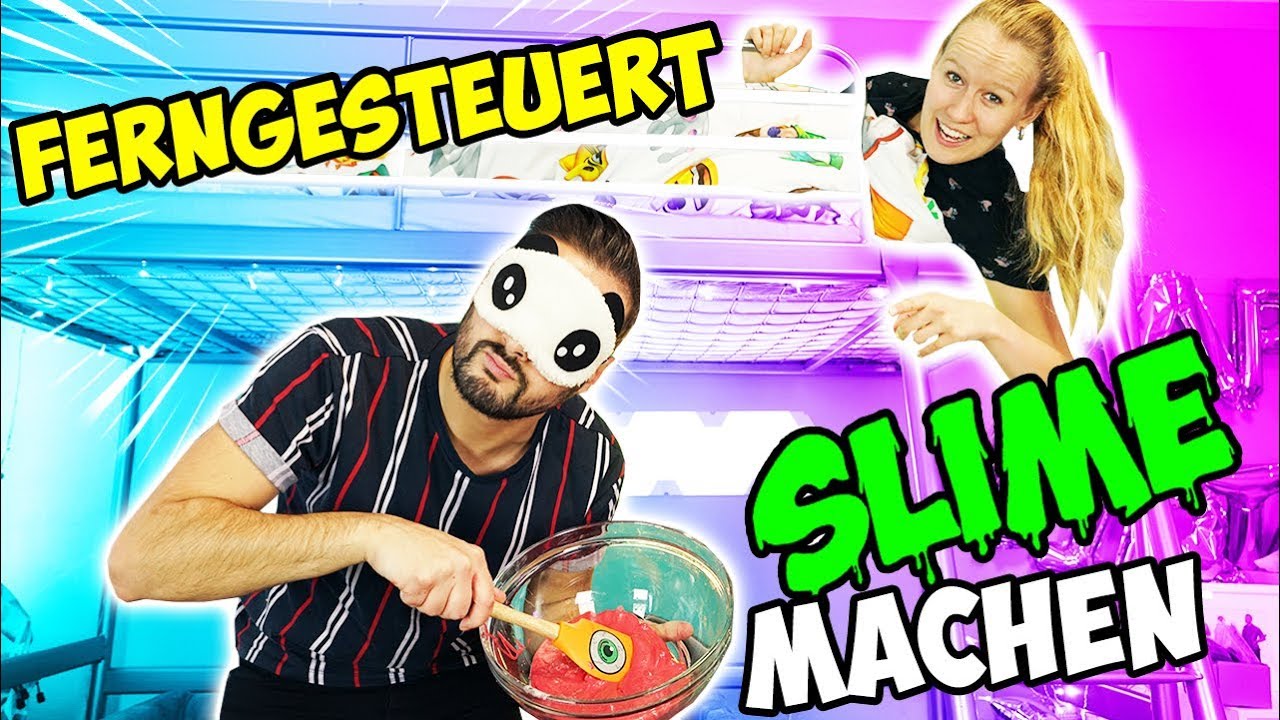 FERNGESTEUERT SLIME MACHEN Kaan mischt blind Schleim & Kathi bleibt den ganzen Tag im Bett Challenge