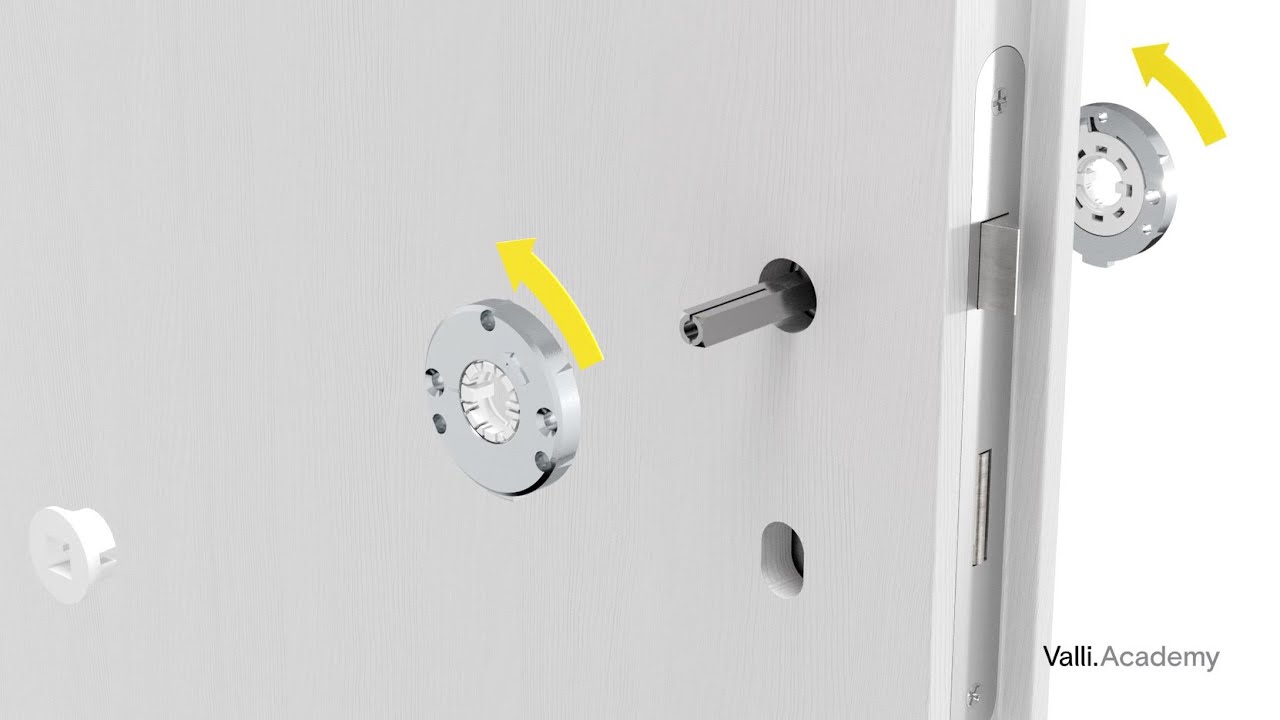 Montaggio maniglia e bocchetta (porta europea) - Handle and escutcheon mounting (European door)