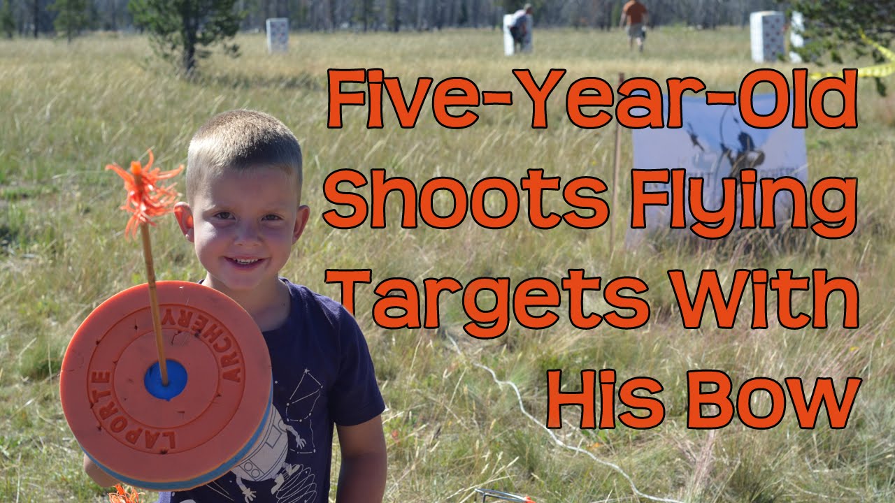 Five-Year- Old Archer Shoots Flying Targets with Bow and Arrow - In Flight Archery