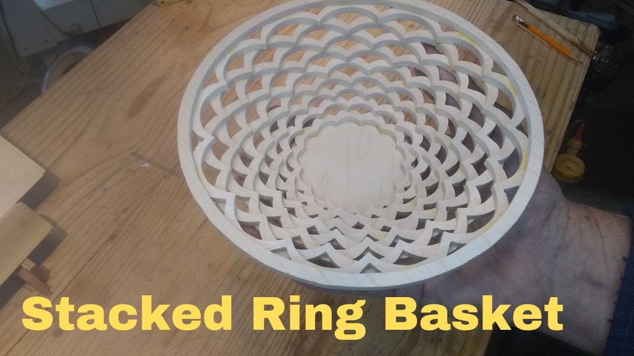 Basket Made On The Scroll Saw With Alternating Stacked Rings
