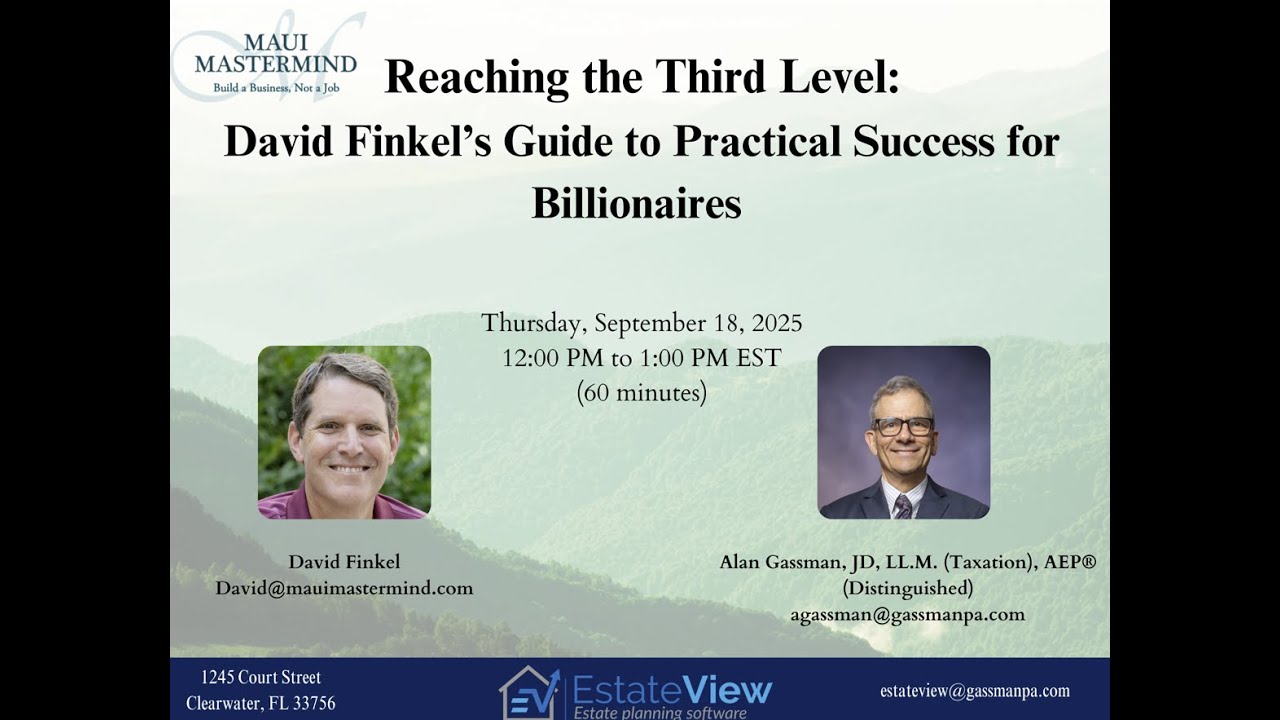 Reaching the Third Level   David Finkel's Guide to Practical Success for Billionaires