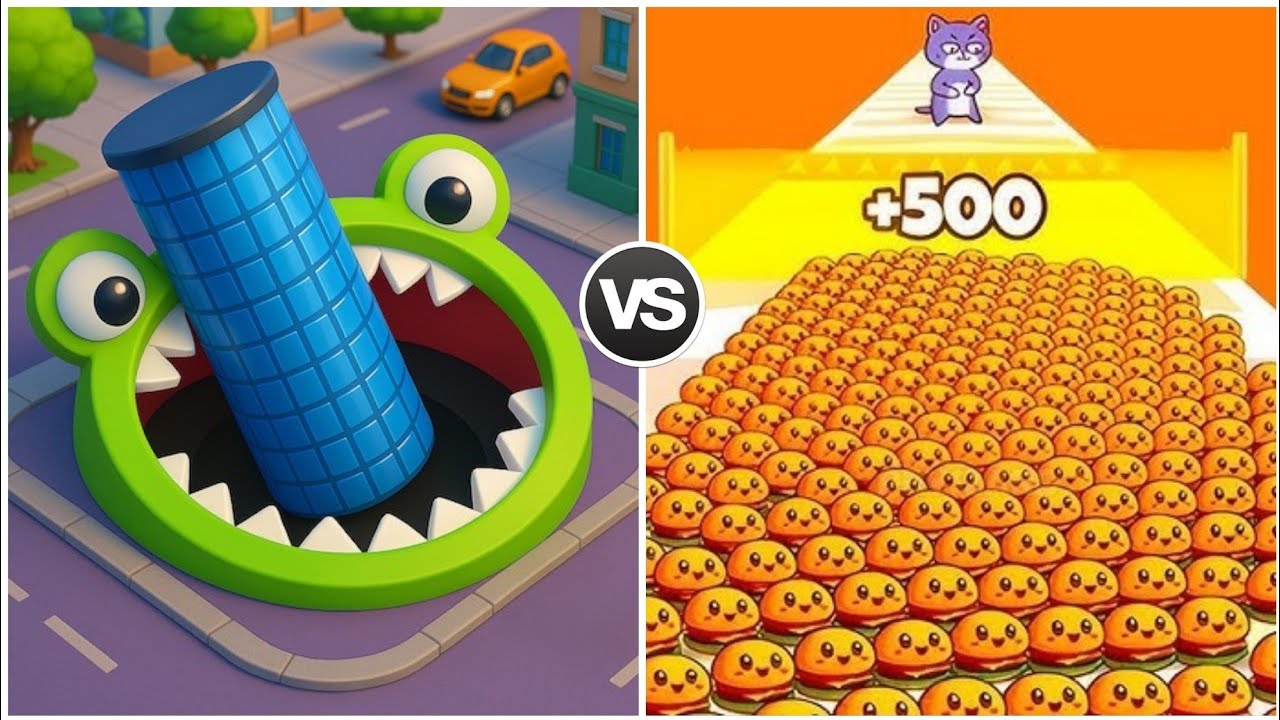 Food Run Vs Hole.io MAX LEVEL Gameplay Walkthrough Android IOS Double Merge!