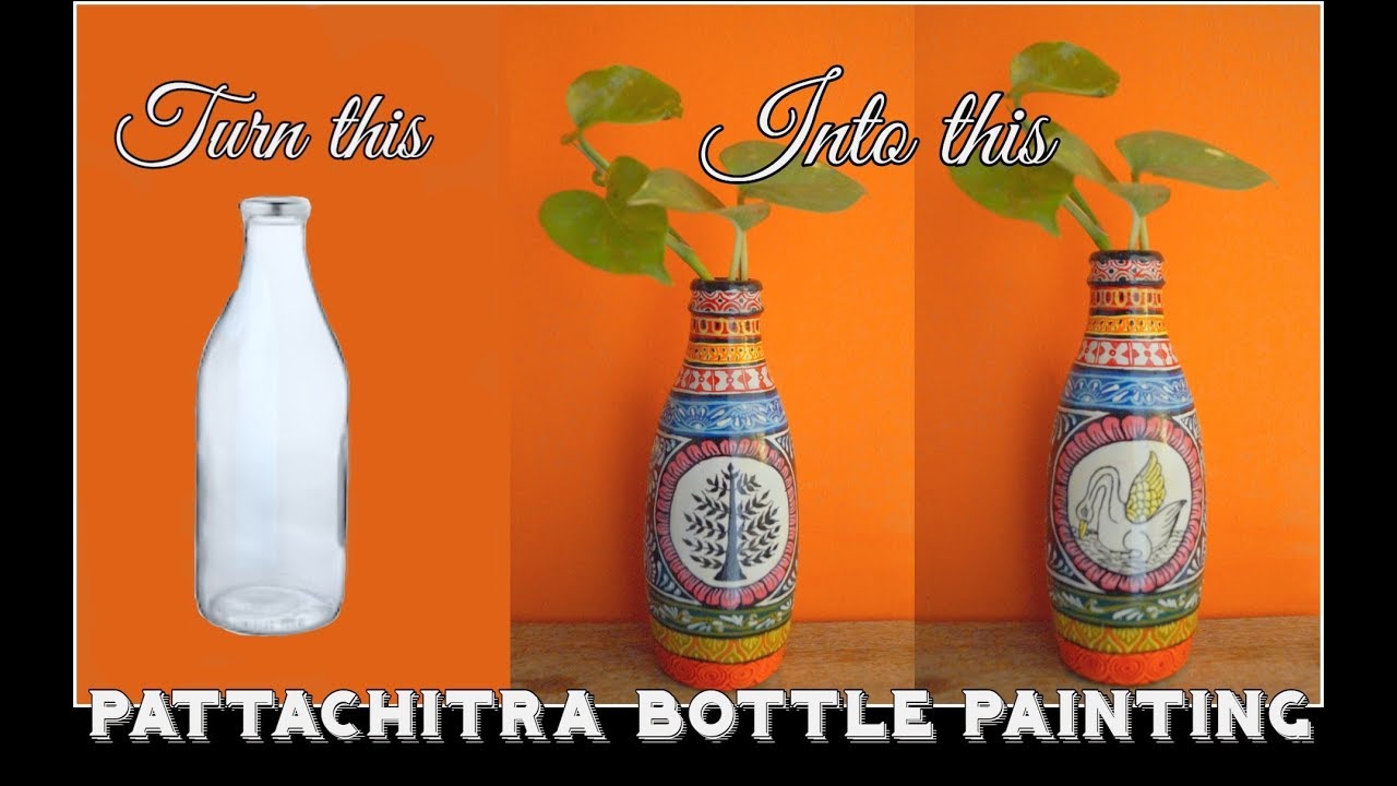 Pattachitra Bottle Painting Tutorial | Glass Bottle Painting