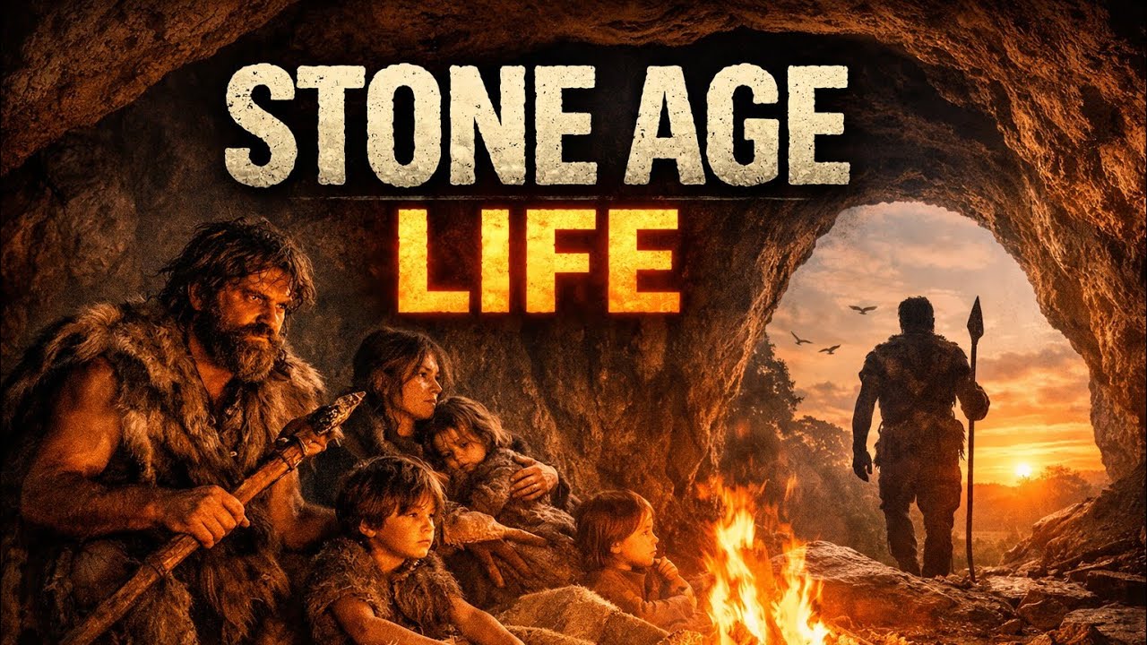 A Day in the Life of a Stone Age Family | Prehistoric Human Survival| Stone age life 