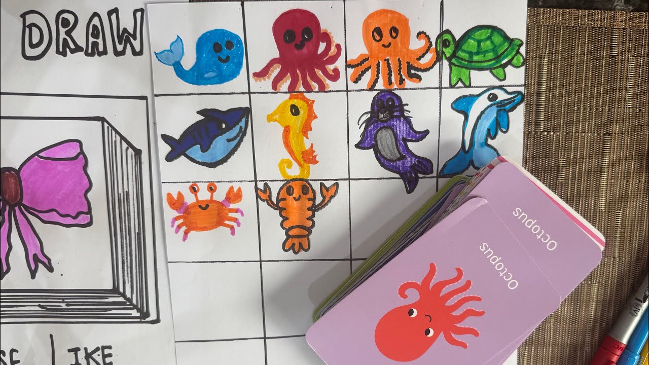 Sea creatures Drawing/ Pick a card and ✍️