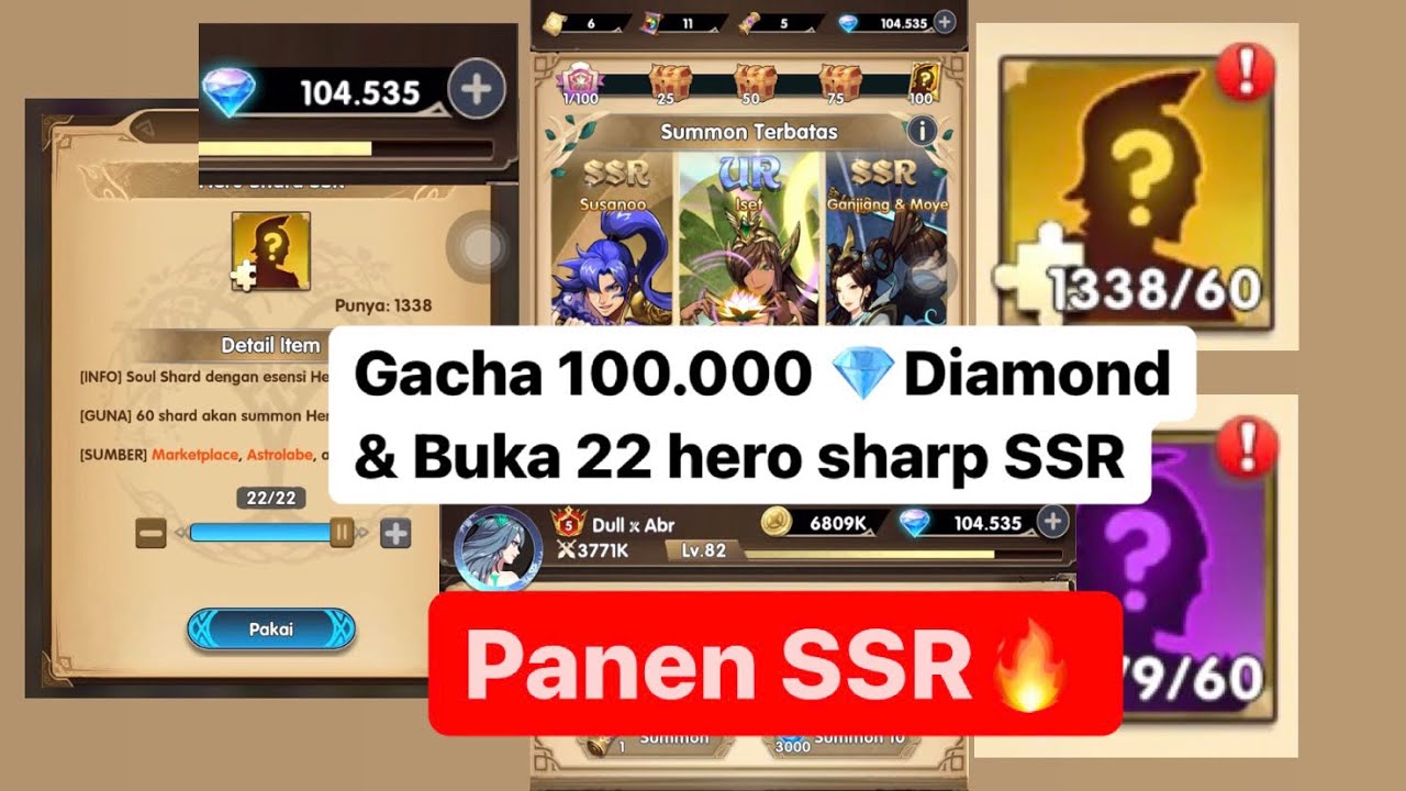 Gacha 100.000💎 diamond & Open 22 Hero Sharp SSR - Mythic Heroes Indonesia