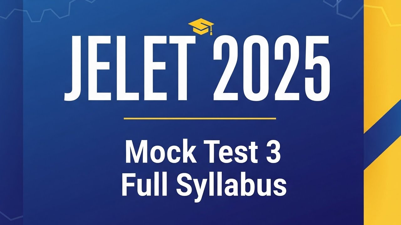 JELET 2025 Mock Test Series | Test 3 | Diploma to B.Tech Entrance Prep #jeletexam #jelet2025
