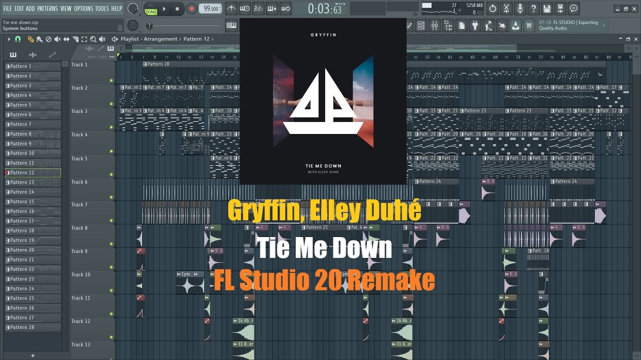 [FREEFLP] Gryffin, Elley Duh&eacute; - Tie Me Down (FL Studio Remake)