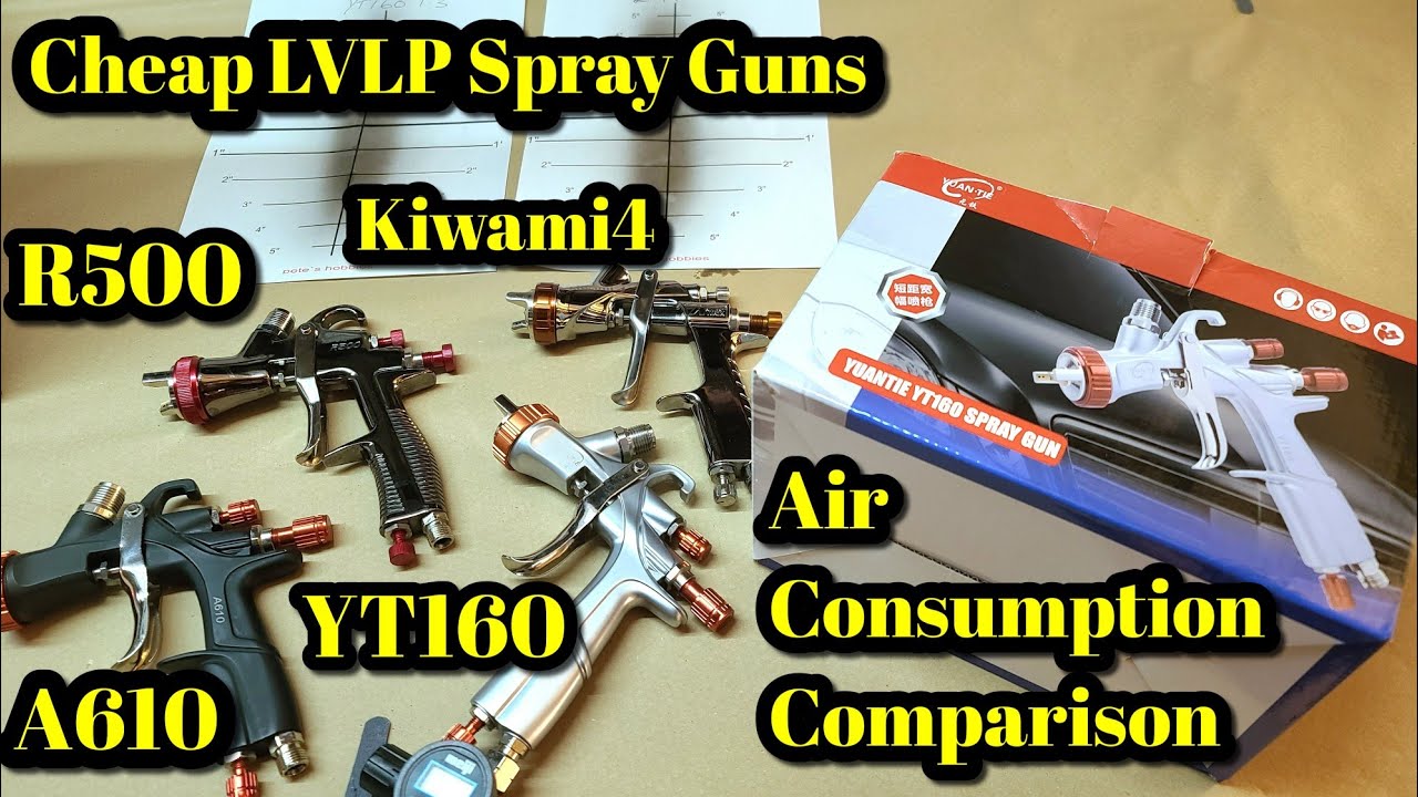 LVLP Spray Guns Air Consumption review,  YT160 R500 A610 & Kiwami4,  For Small Compressors Rongpeng