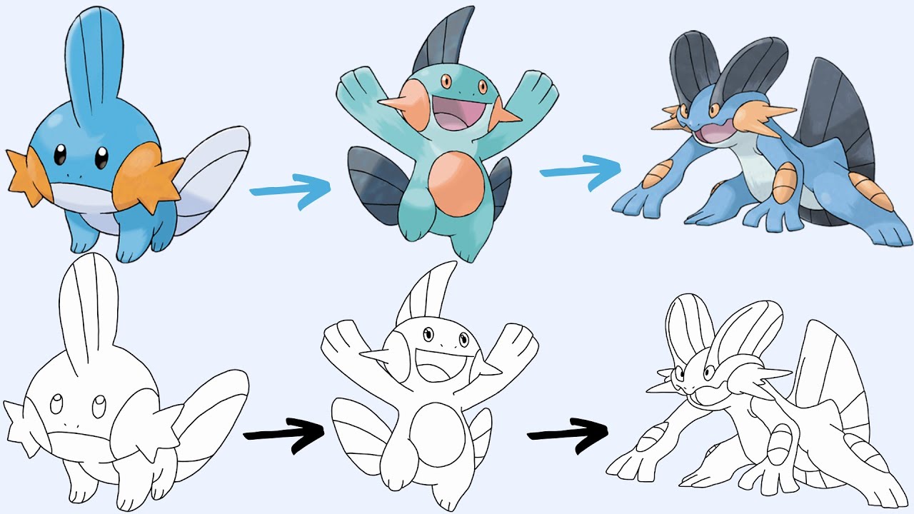 Comment Dessiner LE POKÉMON GOBOU FLOBIO et LAGGRON | Pokemon Evolution