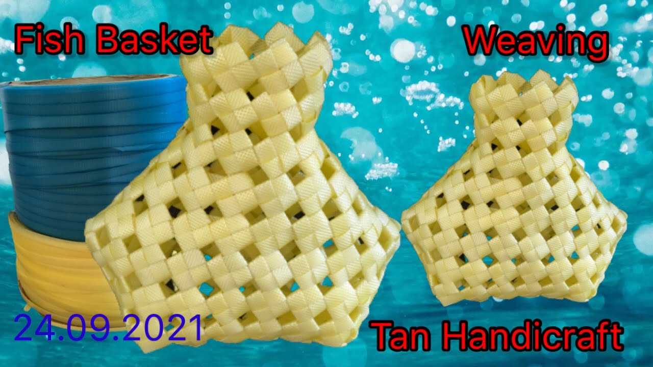 Tutorial ke 453 - weaving fish basket / Vase ( Strapping band )
