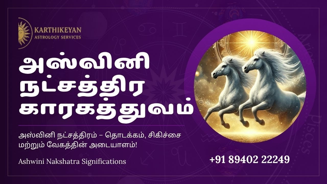 அஸ்வினி நட்சத்திர காரகத்துவம் | Ashwini Nakshatra Significations | Karthikeyan Astrology Services